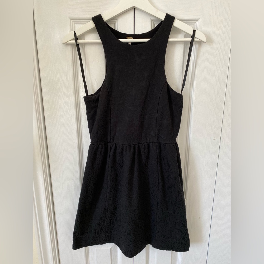 Free People Black Stretch Paisley Textured Tank Dress Size XS